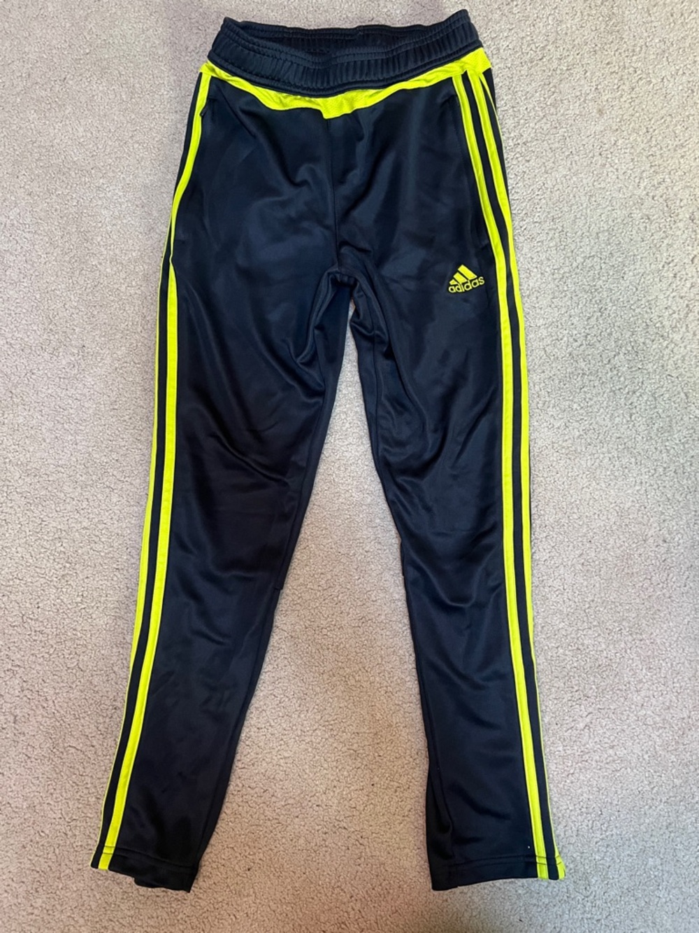 adidas Black Joggers with Neon Yellow Stripe Detail